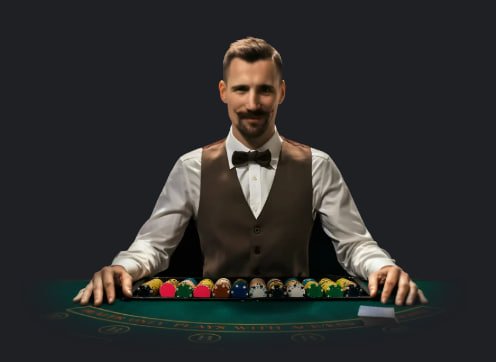 Live blackjack table with HD camera feed and dealer interaction